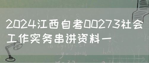 2024江西自考00273社会工作实务串讲资料一